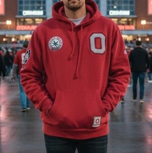Ohio State Buckeyes Mitchell and Ness Red Hoodie Size Large